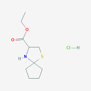 molecular formula C10H18ClNO2S B1443134 1-硫杂-4-氮杂螺[4.4]壬烷-3-羧酸乙酯盐酸盐 CAS No. 1236272-33-5