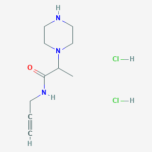 molecular formula C10H19Cl2N3O B1443138 2-(piperazin-1-yl)-N-(prop-2-yn-1-yl)propanamide dihydrochloride CAS No. 1258639-54-1