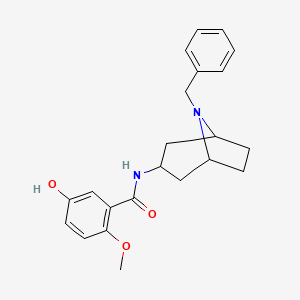 molecular formula C22H26N2O3 B14431497 exo-5-Hydroxy-2-methoxy-N-(8-(phenylmethyl)-8-azabicyclo(3.2.1)oct-3-yl)benzamide CAS No. 76352-10-8