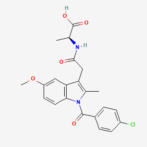 molecular formula C22H21ClN2O5 B14431509 Alanine, N-((1-(4-chlorobenzoyl)-5-methoxy-2-methyl-1H-indol-3-yl)acetyl)-, DL- CAS No. 76812-17-4