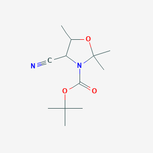 molecular formula C12H20N2O3 B1443155 Tert-butyl 4-cyano-2,2,5-trimethyl-1,3-oxazolidine-3-carboxylate CAS No. 1334149-56-2