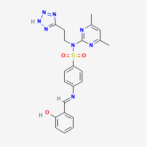molecular formula C22H22N8O3S B14431667 Benzenesulfonamide, N-(4,6-dimethyl-2-pyrimidinyl)-4-(((2-hydroxyphenyl)methylene)amino)-N-(2-(1H-tetrazol-5-yl)ethyl)- CAS No. 78311-80-5