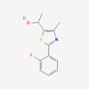 molecular formula C12H12FNOS B1443167 1-[2-(2-Fluorophenyl)-4-methyl-1,3-thiazol-5-yl]ethan-1-ol CAS No. 1250706-48-9