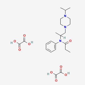 molecular formula C23H35N3O9 B14431677 oxalic acid;N-phenyl-N-[1-(4-propan-2-ylpiperazin-1-yl)propan-2-yl]propanamide CAS No. 77562-96-0