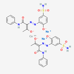 molecular formula C32H28CoN8Na2O10S2 B14431821 disodium;2-[[(Z)-1-anilino-3-oxido-1-oxobut-2-en-2-yl]diazenyl]-4-sulfamoylphenolate;cobalt(2+) CAS No. 75522-91-7