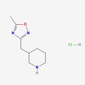 molecular formula C9H16ClN3O B1443186 3-[(5-Methyl-1,2,4-oxadiazol-3-yl)methyl]piperidine hydrochloride CAS No. 1258650-44-0