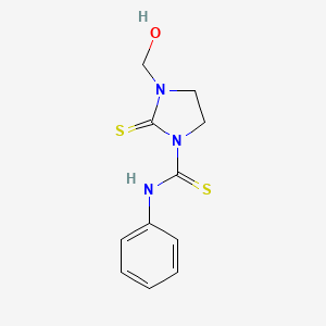 molecular formula C11H13N3OS2 B14431949 3-(Hydroxymethyl)-N-phenyl-2-sulfanylideneimidazolidine-1-carbothioamide CAS No. 77505-56-7
