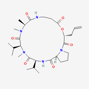 molecular formula C28H45N5O7 B14432122 Destruxin A, 2-L-valine- CAS No. 79386-02-0