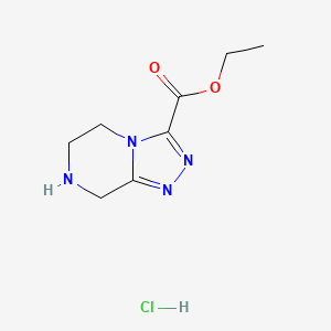 molecular formula C8H13ClN4O2 B1443214 Ethyl 5,6,7,8-tetrahydro-[1,2,4]triazolo[4,3-a]pyrazine-3-carboxylate hydrochloride CAS No. 1187830-58-5