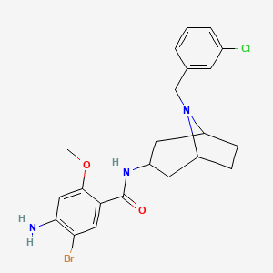 molecular formula C22H25BrClN3O2 B14432193 exo-4-Amino-5-bromo-2-methoxy-N-(8-(3-chlorobenzyl)-8-azabicyclo(3.2.1)oct-3-yl)benzamide CAS No. 76351-94-5