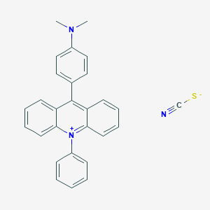 molecular formula C28H23N3S B14432345 Acridinium, 9-(4-(dimethylamino)phenyl)-10-phenyl-, thiocyanate CAS No. 82679-88-7