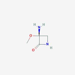molecular formula C4H8N2O2 B14432404 (3R)-3-Amino-3-methoxyazetidin-2-one CAS No. 78115-09-0