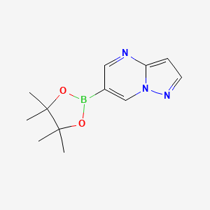 molecular formula C12H16BN3O2 B1443249 6-(4,4,5,5-四甲基-1,3,2-二氧杂硼环-2-基)吡唑并[1,5-a]嘧啶 CAS No. 1416437-27-8