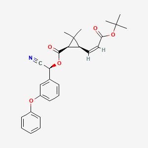 molecular formula C27H29NO5 B14432572 Cyclopropanecarboxylic acid, 3-((1Z)-3-(1,1-dimethylethoxy)-3-oxo-1-propenyl)-2,2-dimethyl-, (S)-cyano(3-phenoxyphenyl)methyl ester, (1R,3S)- CAS No. 80855-73-8