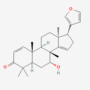 molecular formula C26H34O3 B14432601 Azadirone II, 7-deacetyl CAS No. 79203-48-8