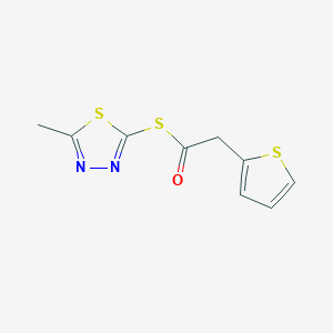 molecular formula C9H8N2OS3 B14432627 S-(5-Methyl-1,3,4-thiadiazol-2-yl) (thiophen-2-yl)ethanethioate CAS No. 79825-44-8