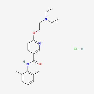 molecular formula C20H28ClN3O2 B14432749 Nicotinamide, 6-(2-diethylaminoethoxy)-N-(2,6-xylyl)-, hydrochloride CAS No. 75348-38-8
