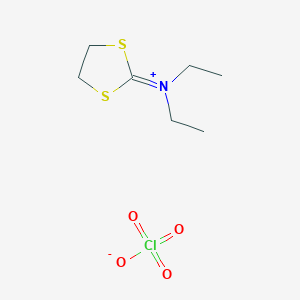 molecular formula C7H14ClNO4S2 B14432793 N,N-Diethyl-1,3-dithiolan-2-iminium perchlorate CAS No. 75761-17-0