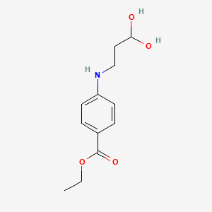 molecular formula C12H17NO4 B14432962 Benzoic acid, 4-((dihydroxypropyl)amino)-, ethyl ester CAS No. 76720-37-1