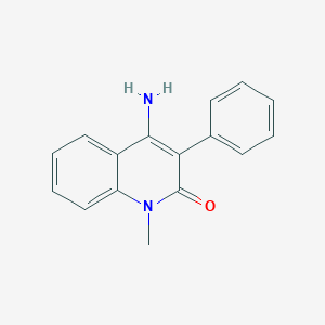 molecular formula C16H14N2O B14433029 2(1H)-Quinolinone, 4-amino-1-methyl-3-phenyl- CAS No. 80356-42-9