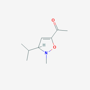 molecular formula C9H15NO2 B144331 Ethanone, 1-[2,3-dihydro-2-methyl-3-(1-methylethyl)-5-isoxazolyl]-(9CI) CAS No. 140116-83-2