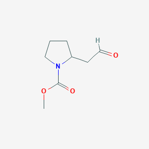 molecular formula C8H13NO3 B14433202 Methyl 2-(2-oxoethyl)pyrrolidine-1-carboxylate CAS No. 76470-03-6