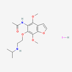 molecular formula C17H25IN2O5 B14433383 N-(4,7-Dimethoxy-6-(2-(isopropylamino)ethoxy)-5-benzofuranyl)acetamide hydroiodide CAS No. 75883-39-5