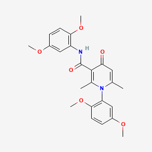molecular formula C24H26N2O6 B14433420 Nicotinamide, 1,4-dihydro-N,1-bis(2,5-dimethoxyphenyl)-2,6-dimethyl-4-oxo- CAS No. 80357-46-6