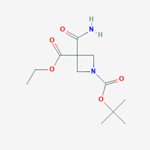 molecular formula C12H20N2O5 B1443354 1-Tert-butyl 3-ethyl 3-carbamoylazetidine-1,3-dicarboxylate CAS No. 1105663-94-2