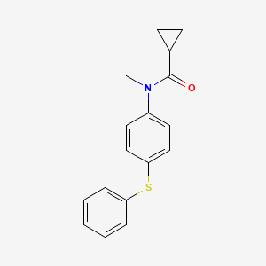 molecular formula C17H17NOS B14433615 Cyclopropanecarboxamide, N-methyl-N-(4-(phenylthio)phenyl)- CAS No. 77711-73-0