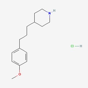 molecular formula C15H24ClNO B14433788 Piperidine, 4-(3-(4-methoxyphenyl)propyl)-, hydrochloride CAS No. 75999-98-3