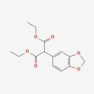 molecular formula C14H16O6 B14433889 Propanedioic acid, 1,3-benzodioxol-5-yl-, diethyl ester CAS No. 77069-04-6