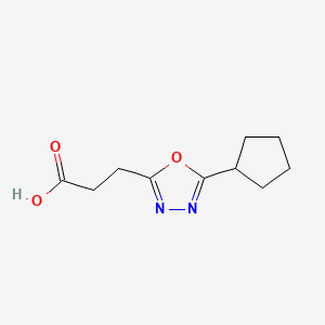 molecular formula C10H14N2O3 B1443394 3-(5-Cyclopentyl-1,3,4-oxadiazol-2-yl)propanoic acid CAS No. 1183501-62-3