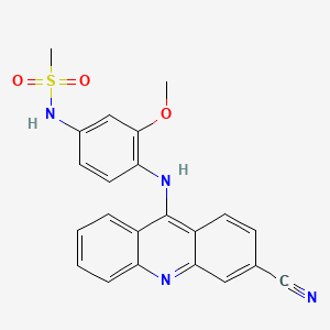 molecular formula C22H18N4O3S B14433956 Methanesulfonanilide, 4'-((3-cyano-9-acridinyl)amino)-3'-methoxy- CAS No. 79453-43-3