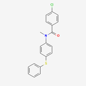 molecular formula C20H16ClNOS B14433998 Benzamide, 4-chloro-N-methyl-N-(4-(phenylthio)phenyl)- CAS No. 77711-71-8