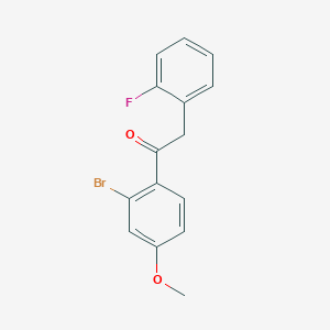 molecular formula C15H12BrFO2 B1443404 1-(2-Bromo-4-methoxyphenyl)-2-(2-fluorophenyl)ethan-1-one CAS No. 1184823-95-7