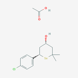 molecular formula C15H21ClO3Se B14434068 acetic acid;(4S,6S)-6-(4-chlorophenyl)-2,2-dimethylselenan-4-ol CAS No. 77270-34-9