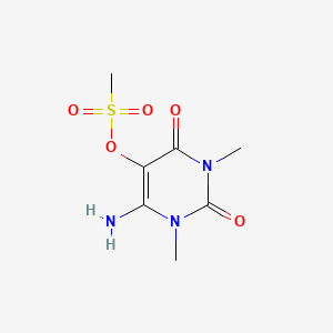 molecular formula C7H11N3O5S B14434102 Uracil, 6-amino-1,3-dimethyl-5-hydroxy-, methanesulfonate CAS No. 74051-48-2