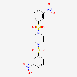 molecular formula C16H16N4O8S2 B14434153 Piperazine, 1,4-bis[(3-nitrophenyl)sulfonyl]- CAS No. 80303-91-9