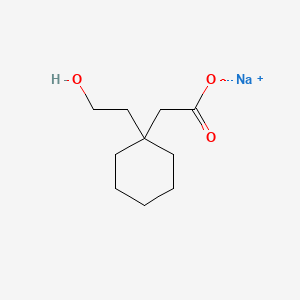molecular formula C10H17NaO3 B14434190 Cyclohexaneacetic acid, 1-(2-hydroxyethyl)-, sodium salt CAS No. 77945-11-0