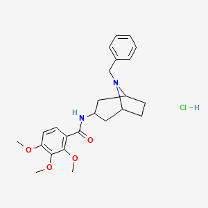molecular formula C24H31ClN2O4 B14434288 exo-N-(8-Benzyl-8-azabicyclo(3.2.1)oct-3-yl)-2,3,4-trimethoxybenzamide hydrochloride CAS No. 76352-12-0