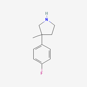 molecular formula C11H14FN B1443449 3-(4-Fluorophenyl)-3-methylpyrrolidine CAS No. 1248610-21-0