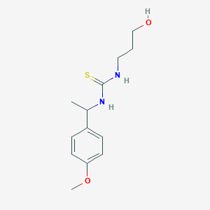molecular formula C13H20N2O2S B14434523 N-(3-Hydroxypropyl)-N'-[1-(4-methoxyphenyl)ethyl]thiourea CAS No. 74787-72-7