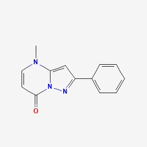 molecular formula C13H11N3O B14434525 Pyrazolo(1,5-a)pyrimidin-7(4H)-one, 4-methyl-2-phenyl- CAS No. 77494-10-1