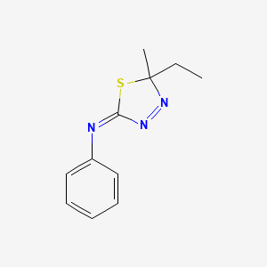 molecular formula C11H13N3S B14434738 Benzenamine, N-(5-ethyl-5-methyl-1,3,4-thiadiazol-2(5H)-ylidene)- CAS No. 80269-70-1