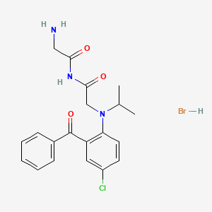 molecular formula C20H23BrClN3O3 B14434761 Glycinamide, N-(2-benzoyl-4-chlorophenyl)-glycyl-N-(1-methylethyl)-, monohydrobromide, hydrate CAS No. 74088-45-2