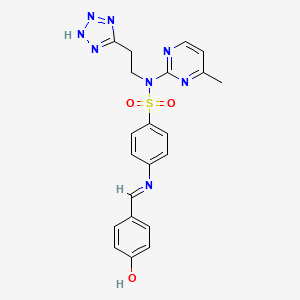 molecular formula C21H20N8O3S B14434789 Benzenesulfonamide, 4-(((4-hydroxyphenyl)methylene)amino)-N-(4-methyl-2-pyrimidinyl)-N-(2-(1H-tetrazol-5-yl)ethyl)- CAS No. 78311-73-6