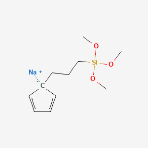 molecular formula C11H19NaO3Si B14434935 sodium;3-cyclopenta-2,4-dien-1-ylpropyl(trimethoxy)silane CAS No. 77102-54-6