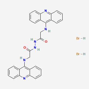 molecular formula C30H26Br2N6O2 B14435036 Glycine, N-9-acridinyl-, 2-((9-acridinylamino)acetyl)hydrazide, dihydrobromide CAS No. 82906-12-5