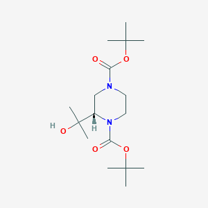 molecular formula C17H32N2O5 B1443528 (S)-二叔丁基 2-(2-羟基丙烷-2-基)哌嗪-1,4-二羧酸酯 CAS No. 1319591-15-5